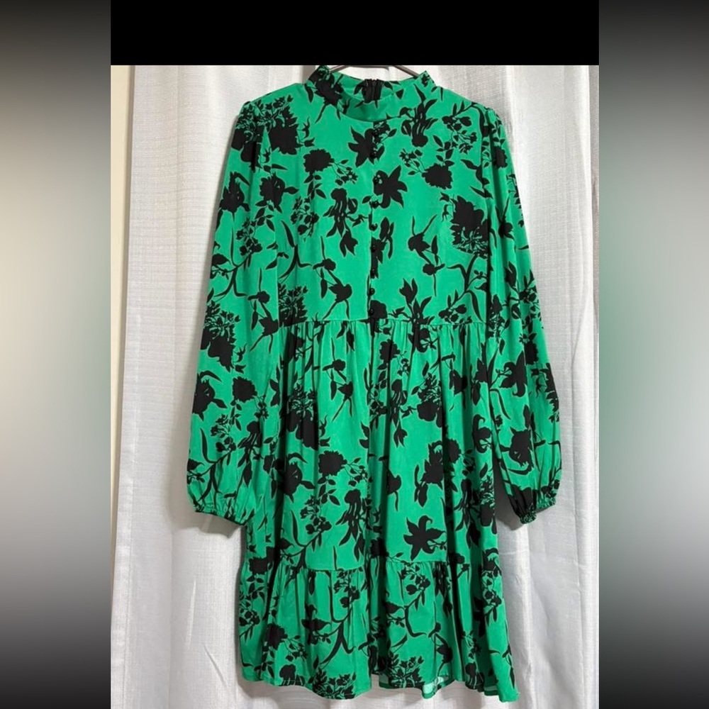 Green and Black Floral Dress